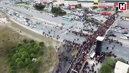 Kitap fuarı izdihamı havadan görüntülendi