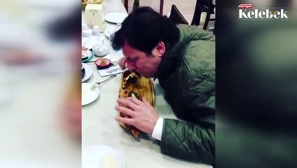 Kaya Çilingiroğlu oğluyla iştahla böyle pide yedi