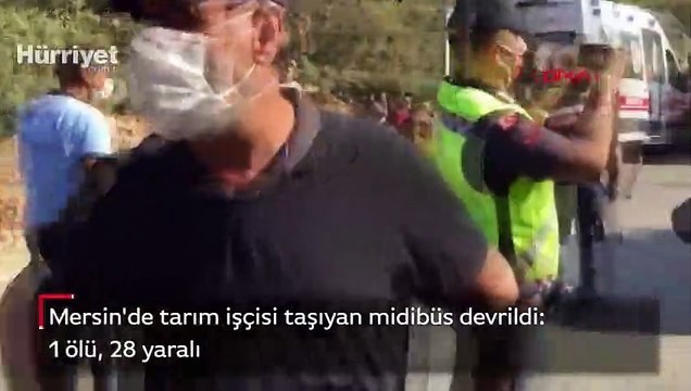 Son dakika haber! Mersin'de tarım işçisi taşıyan midibüs devrildi