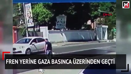 Download Video: Fren yerine gaza basınca üzerinden geçti