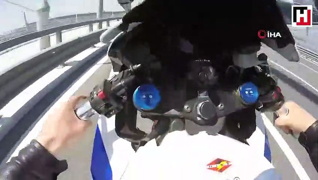 Yavuz Sultan Selim Köprüsü’nde tek teker üstünde ilerleyen maganda kamerada