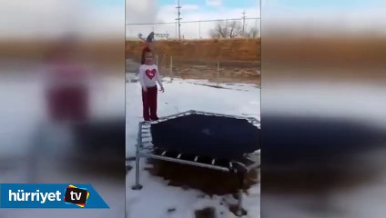 Donmuş tramboline atlayınca...