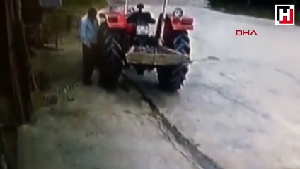 Traktör lastiğinin patlama anı kamerada