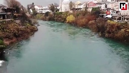 Mostar Köprüsü havdan görüntülerle kendine hayran bırakıyor