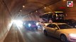 Orhangazi Tüneli'nde araç yandı trafik durdu