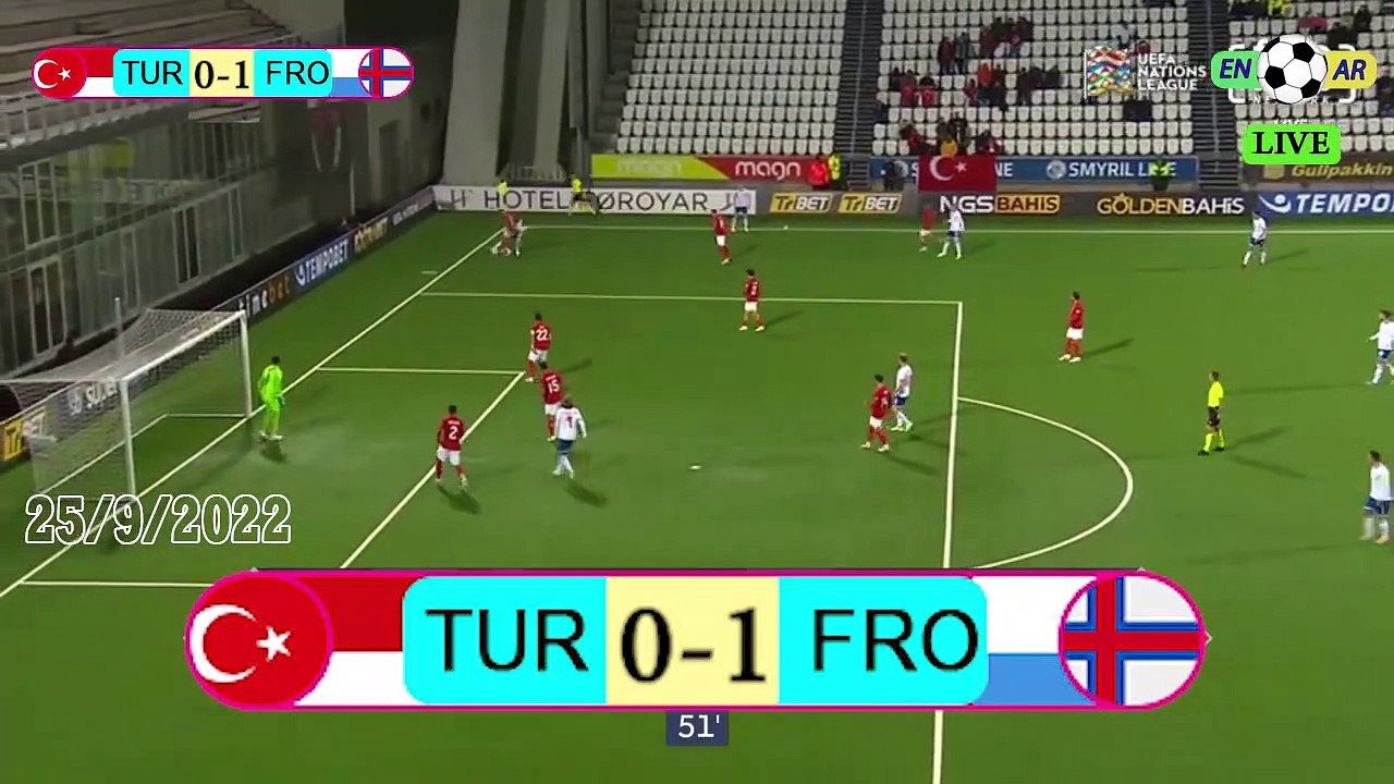 Faroe Islands 2-1 Turkey / تركيا1-2جزر فاروه -  UEFA Nations League2022  دوري الأمم الأوروبية 25/9/2022