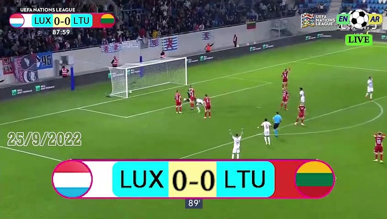 Luxembourg 1-0 Lithuania / ليتوانيا0-1لوكسمبورغ -  UEFA Nations League2022  دوري الأمم الأوروبية 25/9/2022