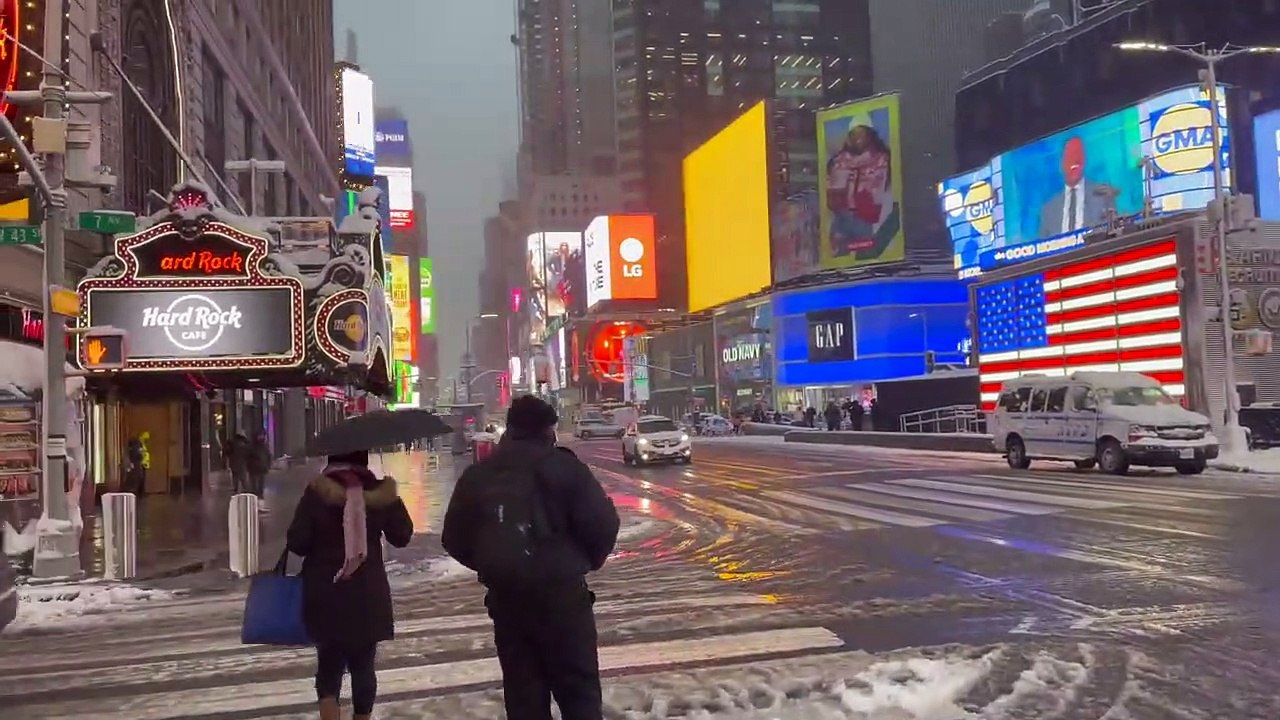 Manhattan Snow Storm Snowing In New York City NYC Snowfall Walking