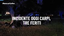 Incidente oggi Carpi, tre feriti: il video