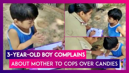 Скачать видео: Three-Year-Old Boy From Madhya Pradesh Complains About Mother To Cops Over Candies, Video Goes Viral