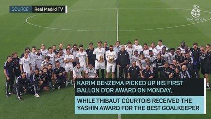 Benzema and Courtois parade Ballon d'Or and Yashin awards