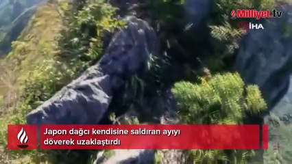 Kendisine saldıran ayıyı tekme ve yumruklarla savurdu