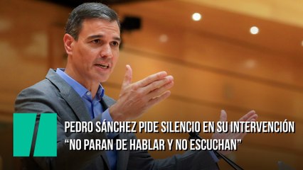 Pedro Sánchez pide silencio en su intervención