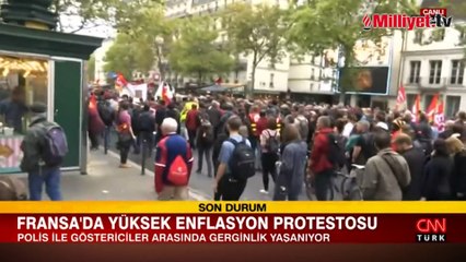 Fransa'da yüksek enflasyon protestosu! Hayat durdu