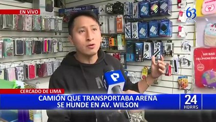 Cercado: enorme camión se hunde en pista donde realizaban obras desde hace un año
