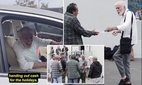'He's an angel from God!' Mary Poppins legend Dick Van Dyke, 96, is seen handing out $5 bills and spreading good cheer to job seekers and homeless in Malibu