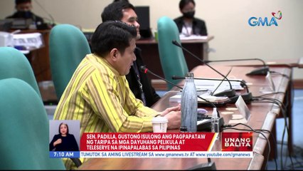 Sen. Padilla, gustong isulong ang pagpapataw ng taripa sa mga dayuhang pelikula at teleserye na ipinapalabas sa Pilipinas | UB
