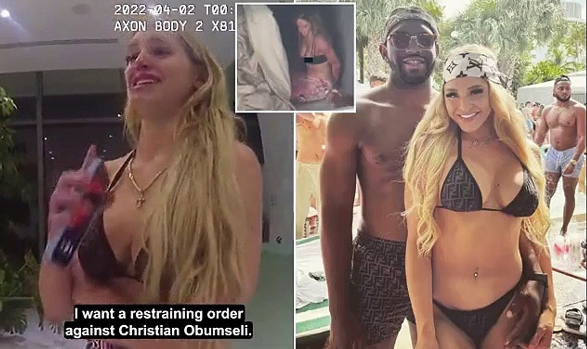 Lawyers for arrested OnlyFans model release new bodycam video showing her begging cops for restraining order against 'stalker' boyfriend one day BEFORE she 'stabbed him to death in self-defense'