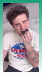 Brooklyn Beckham tears up as he does the one chip challenge