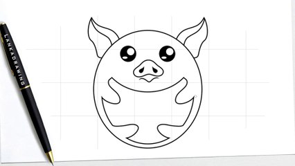 easy way to draw a pig with a circle