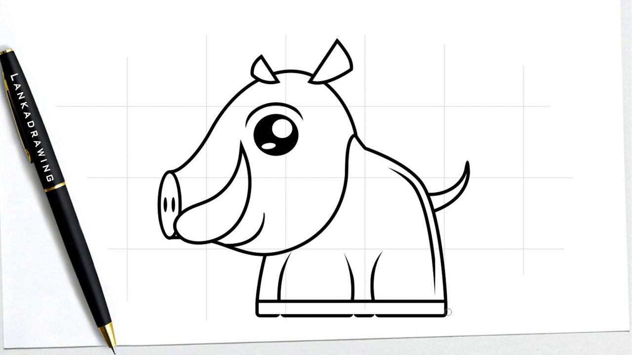 easy way to draw cute wild boar animal 1