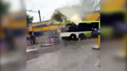 tn7-Impactante momento cuando tren parte en dos un autobús en Países Bajos-181022