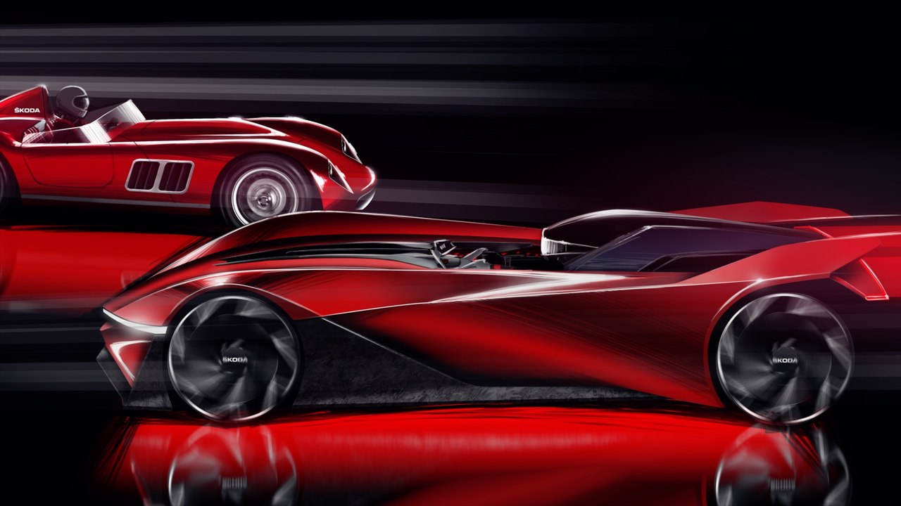 ŠKODA VISION GT - digitales Designmodell eines emotional gestalteten, rein elektrischen Rennwagens