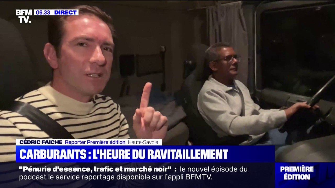 "On est obligés d'aller plus loin pour charger du carburant": BFMTV est avec le conducteur d'un camion qui va ravitailler une station