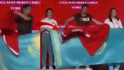Dünya Şampiyonası'na damga vuran bayrak gerginliği! Sporcumuz nezaket dışı harekete böyle karşılık verdi