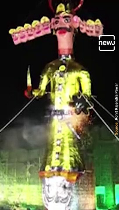 Maharashtra's Tallest Ravan Statue Dahan In MLA Rohit Pawar's Jamkhed Constituency