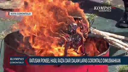 Ratusan Ponsel Hasil Razia Dari Dalam Lapas Gorontalo Dimusnahkan