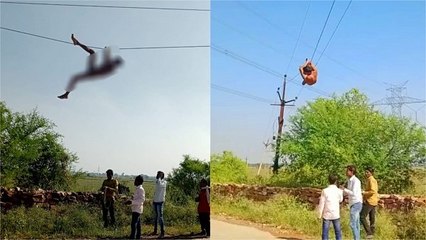 युवक को लगा भूत! गाड़ी से उछलकर खंभे पर चढा, बिजली के तारों पर करने लगा स्टंट