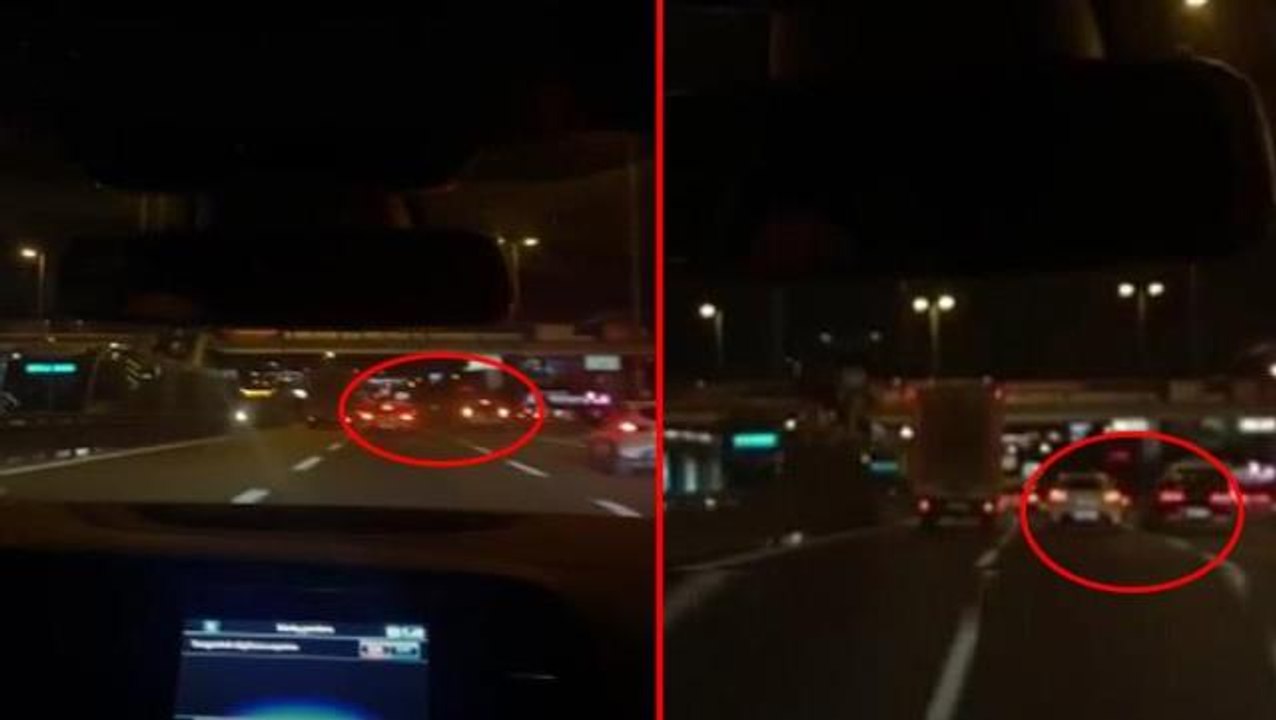 Makas atarken 2 aracın arasından geçmeye çalıştı! Sonu herkes için kötü bitti