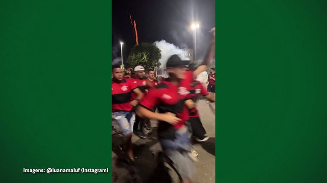 Influencer Luana Maluf registra cenas de confusão e correria da torcida do Flamengo no Maracanã