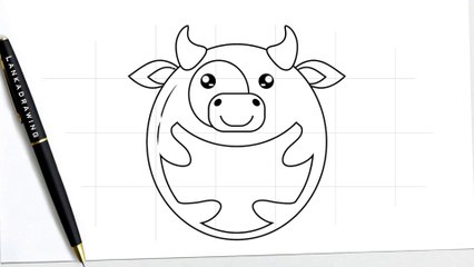 an easy way to draw a simple dairy cow with a circle