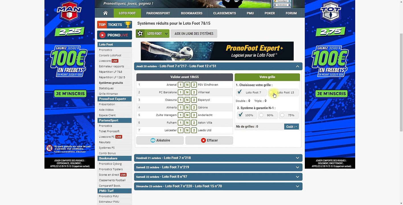 LOTO FOOT 15 JEUDI 20 OCTOBRE 2022