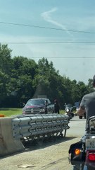 Angry Motorcyclist Smashes Truck's Mirror