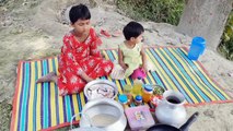 কাতল মাছ ভুনা __ Katla Fish Curry __ Cooking by 2 years kid Tanisha _ her village friend