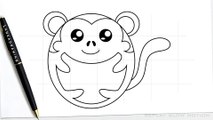 easy way to draw cute monkey with circle