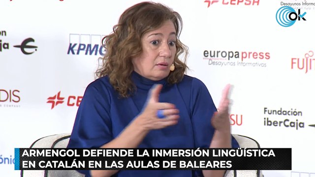 Armengol defiende la inmersión lingüística en catalán en las aulas de Baleares
