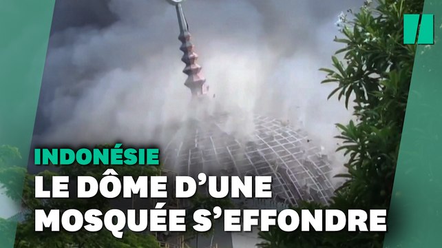 L’effondrement impressionnant du dôme géant d’une mosquée en Indonésie