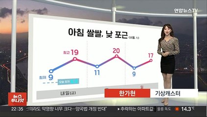 [생활날씨] 내일 중서부 초미세먼지 '나쁨'…큰 일교차 주의