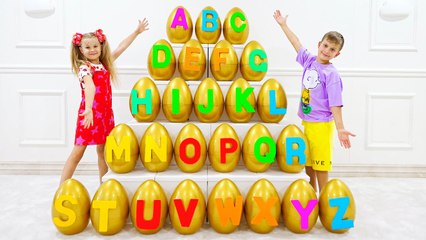 Diana and Roma English Alphabet with Surprise Eggs | ABC