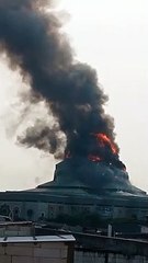 Detik-detik roboh kubah masjid islamic center saat kebakaran