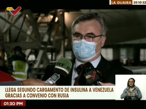 Venezuela recibió segundo cargamento proveniente de Rusia con 1.233.186 suministros de insulina