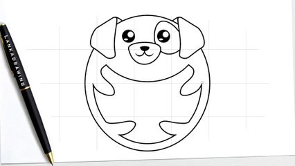 easy way to draw cute dog from circle