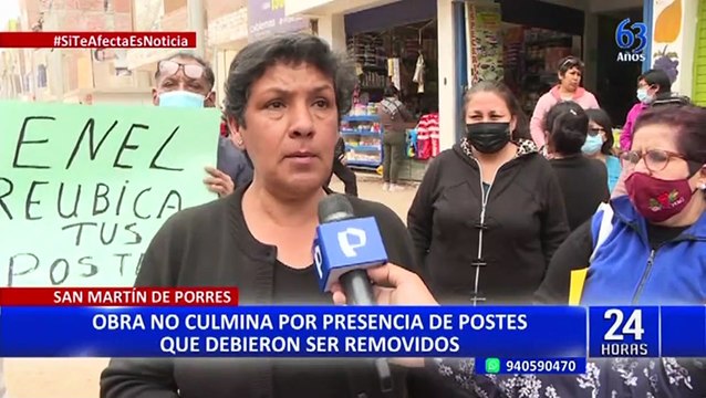 SMP: Vecinos denuncian calles bloqueadas por postes abandonados sobre las pistas