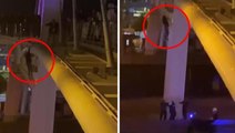 17 yaşındaki genç kız köprüden atladı, aşağıda bekleyen polisler tuttu