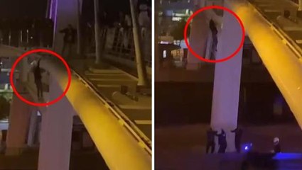 17 yaşındaki genç kız köprüden atladı, aşağıda bekleyen polisler tuttu