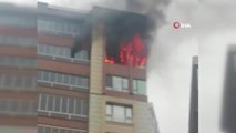 10 katlı apartmanın 9. katında çıkan yangın paniğe neden oldu